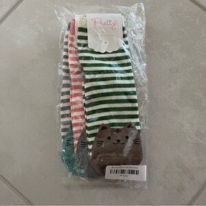 NEW Pretty Persuasion Cat Face Socks 3pk